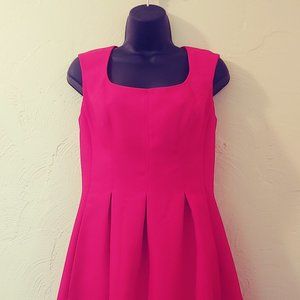 Red Scoop Neck Dress with Pockets